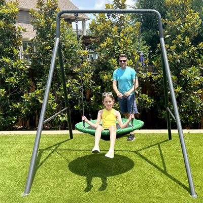 gobaplay Platform Tree Swing with Adjustable Polyethylene Rope, Green (Open Box) - VMInnovations