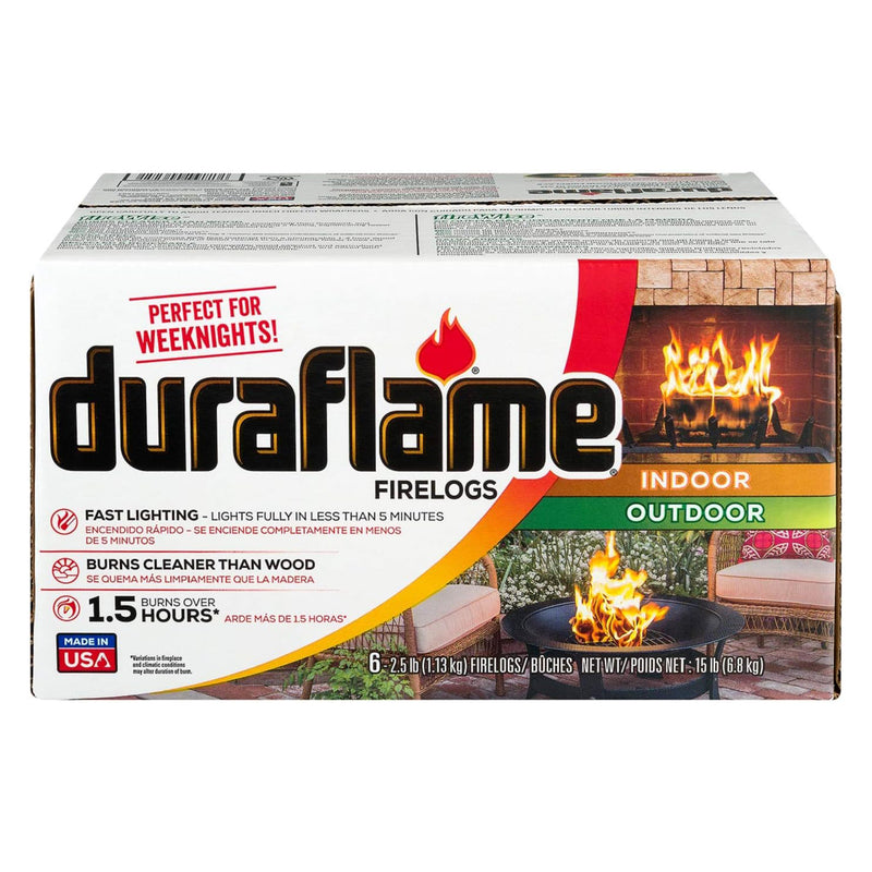 Duraflame 2.5lb Fireplace Fire Pit Firelog 1.5 Hr Burn Time, 6 Pk (Used)