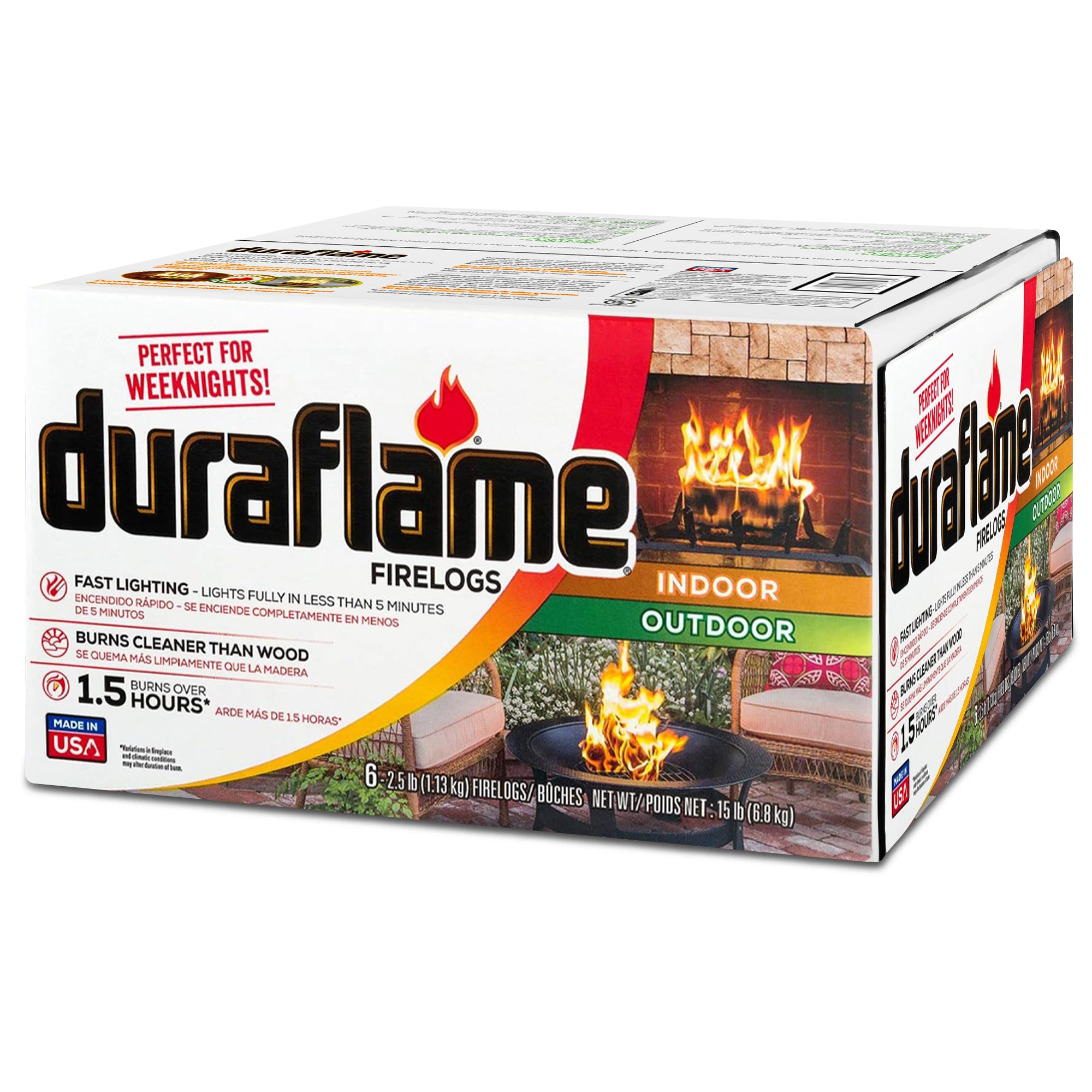 Duraflame 2.5lb Fireplace Fire Pit Firelog 1.5 Hr Burn Time, 6 Pk (Used)