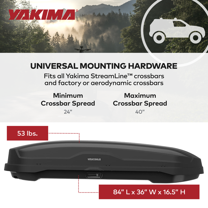 Yakima SkyBox NX XL 18 Cubic Foot Vehicle Cargo Box StreamLine Crossbars (Used)