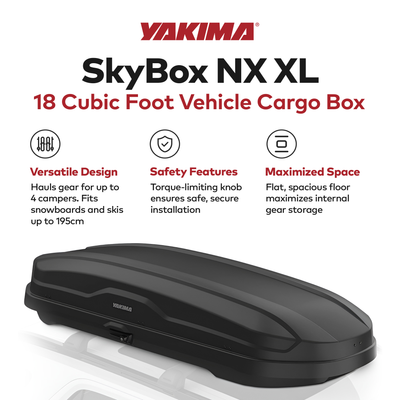 Yakima NX 18 Cubic Ft Travel Vehicle Rooftop Cargo Carrier Box, Black (Open Box) - VMInnovations