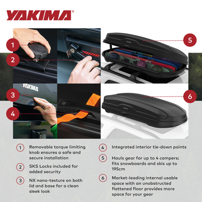 Yakima NX 18 Cubic Ft Travel Vehicle Rooftop Cargo Carrier Box, Black (Open Box) - VMInnovations