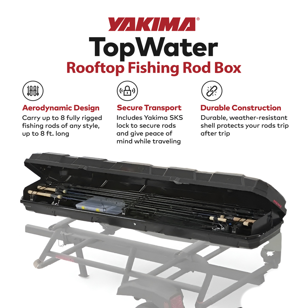 Yakima Rooftop Fishing Rod Box with Rod Shields and Retention Straps (Open Box)