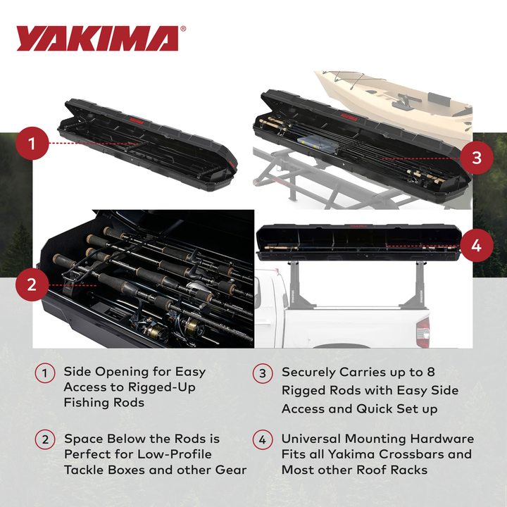 Yakima Rooftop Fishing Rod Box with Rod Shields and Retention Straps (Open Box)