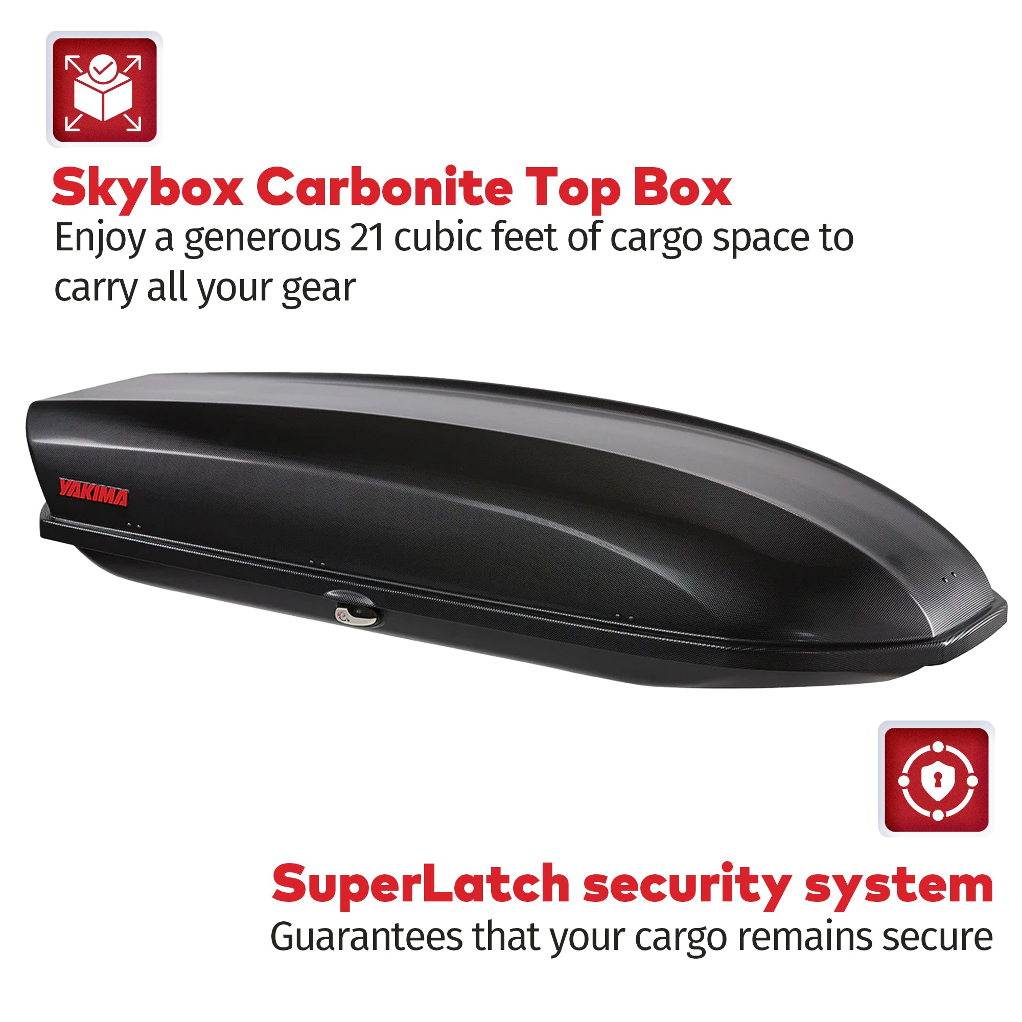 Yakima SkyBox Carbonite 21 Rooftop Cargo, Fits StreamLine Crossbar, Black (Used)