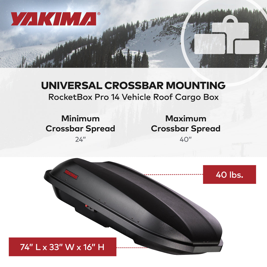 Yakima RocketBox 14 Cubic Ft Vehicle Rooftop Compact Cargo Box, Black (Open Box)