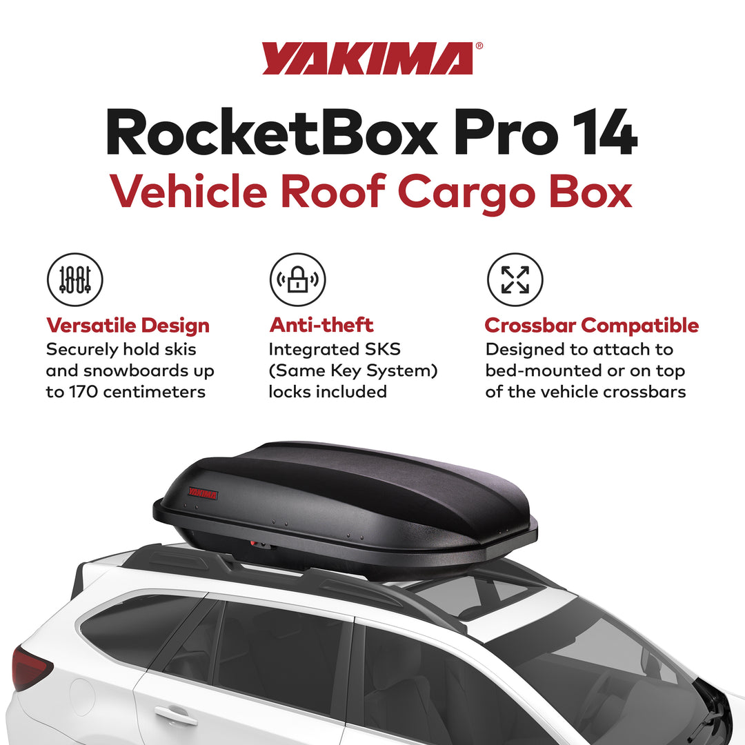 Yakima RocketBox 14 Cubic Ft Vehicle Rooftop Compact Cargo Box, Black (Open Box)