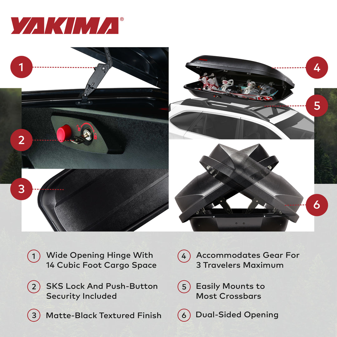 Yakima RocketBox 14 Cubic Ft Vehicle Rooftop Compact Cargo Box, Black (Open Box)