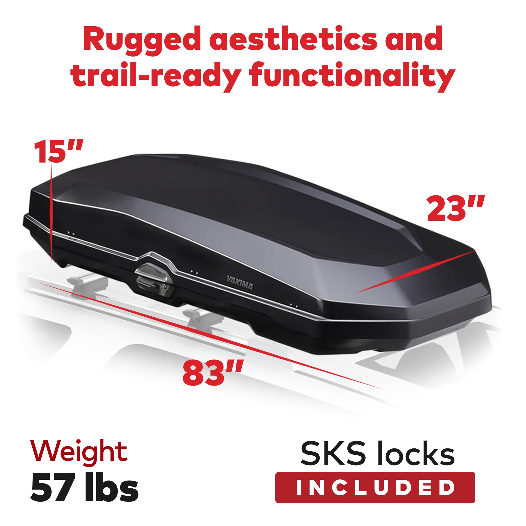 Yakima CBX 16 Cubic Foot Vehicle Rooftop Premium Cargo Carrier, Black (Open Box) - VMInnovations