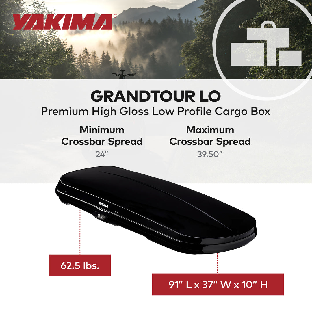 Yakima GrandTour Lo 15 cu ft High Gloss Low Profile Cargo Box, Black (Open Box)
