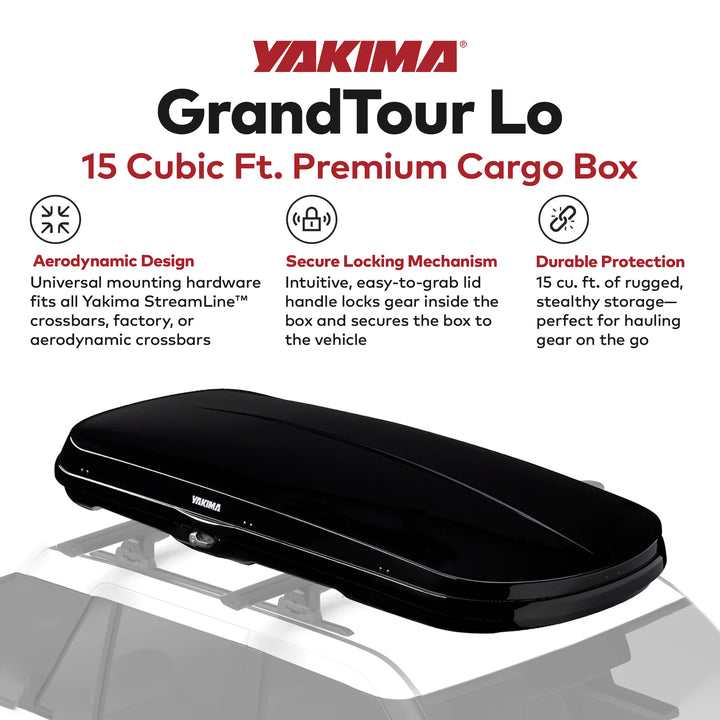 Yakima Rooftop Cargo Box Low Profile Hard Roof Storage Carrier GrandTour Lo - VMInnovations
