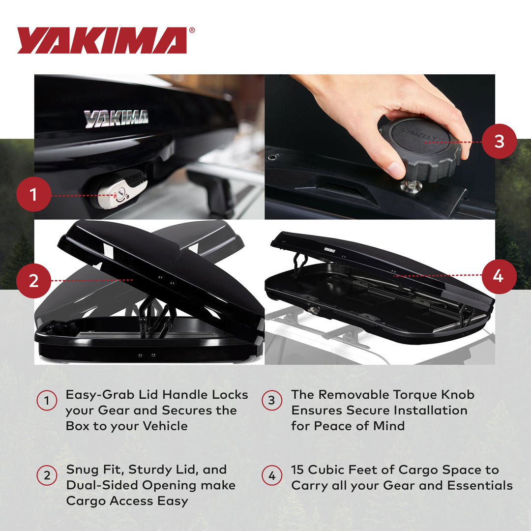Yakima GrandTour Lo 15 cu ft High Gloss Low Profile Cargo Box, Black (Open Box)