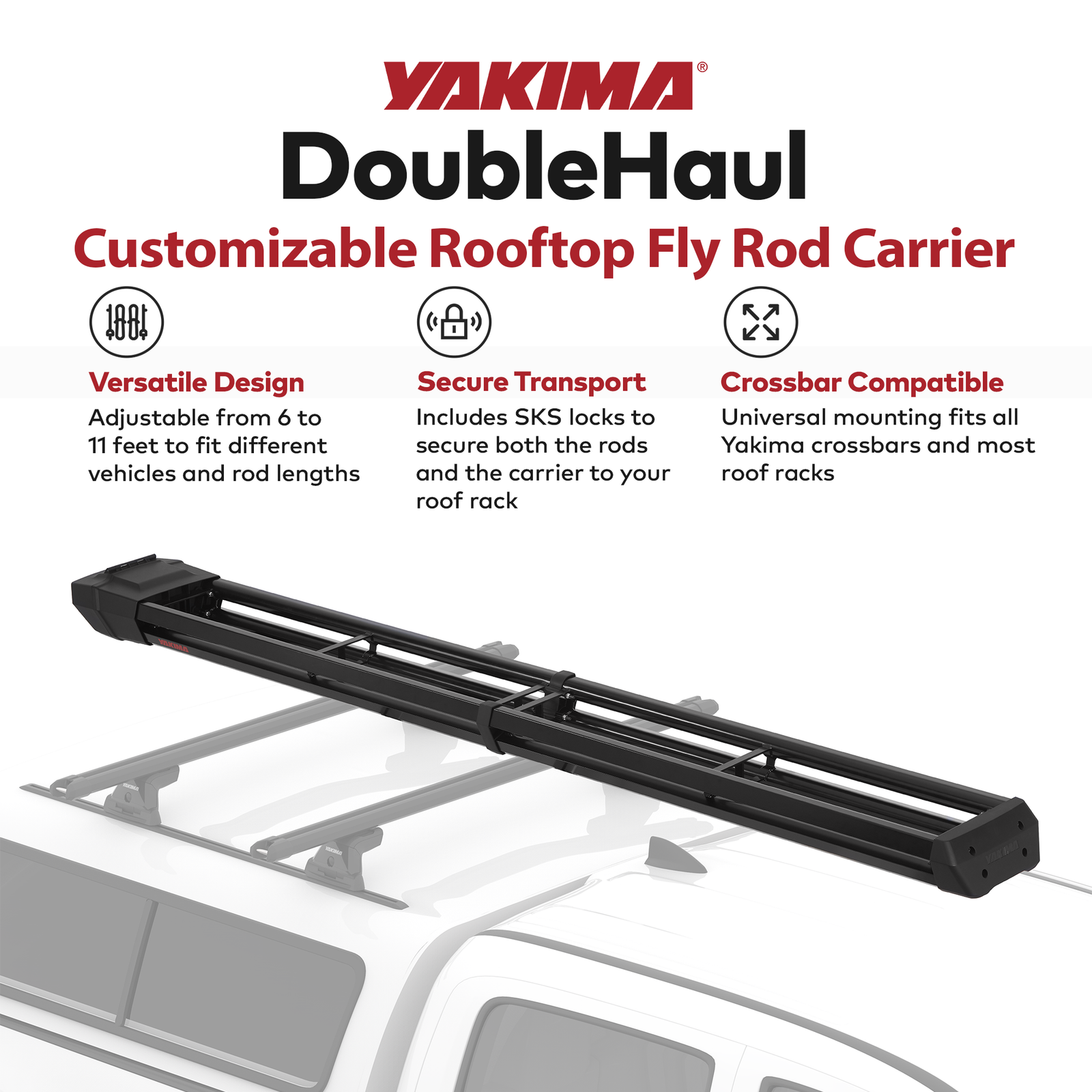 DoubleHaul Customizable Rooftop Fly Rod Carrier w/ Single Key System (Open Box) - VMInnovations