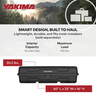 Yakima DeepSpace 10 Rooftop Cargo Box, 68" Heavy Duty Crossbars & Rack Towers