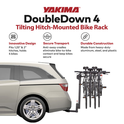 Yakima DoubleDown 4 Tilting Hitch-Mounted Bike Rack for Cars, SUVs, Trucks(Used)