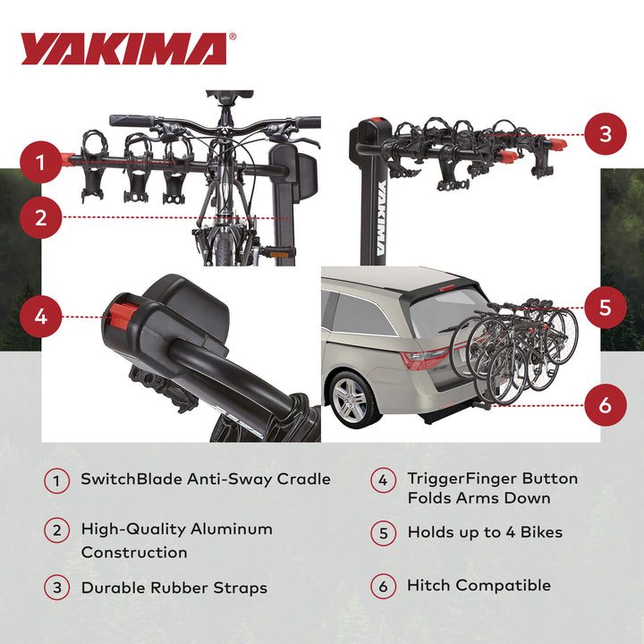 Yakima DoubleDown 4 Tilting Hitch-Mounted Bike Rack for Cars, SUVs, Trucks(Used)