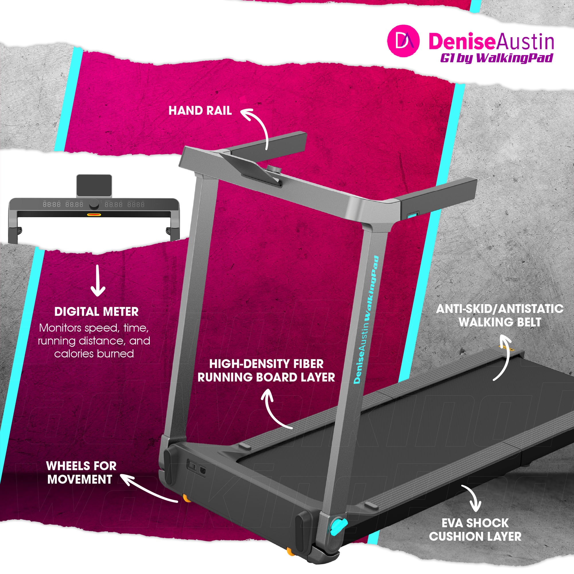 Lifesmart Denise Austin G1 WalkingPad Foldable Treadmill Supports Up To 240 Lbs - VMInnovations