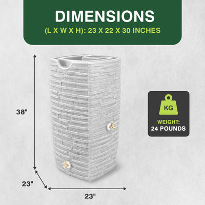 Good Ideas Impressions Riverwalk 50 Gal Rain Saver with Spigots, Light Granite