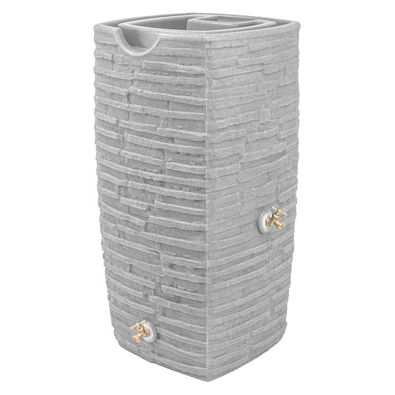 Good Ideas Impressions Riverwalk 50 Gal Rain Saver with Spigots, Light Granite