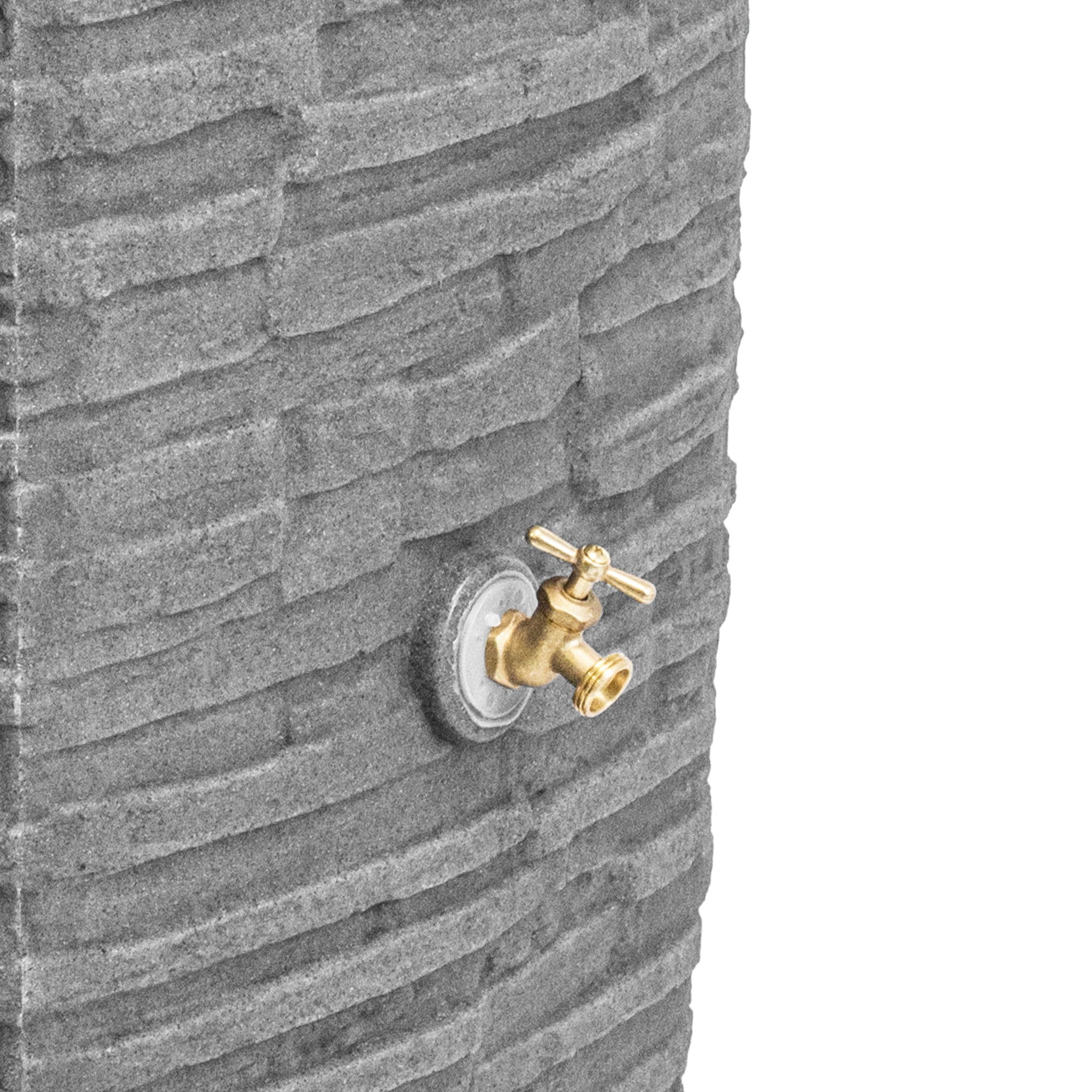Good Ideas Impressions Riverwalk 50 Gallon Rain Barrel, Dark Granite & 50' Hose