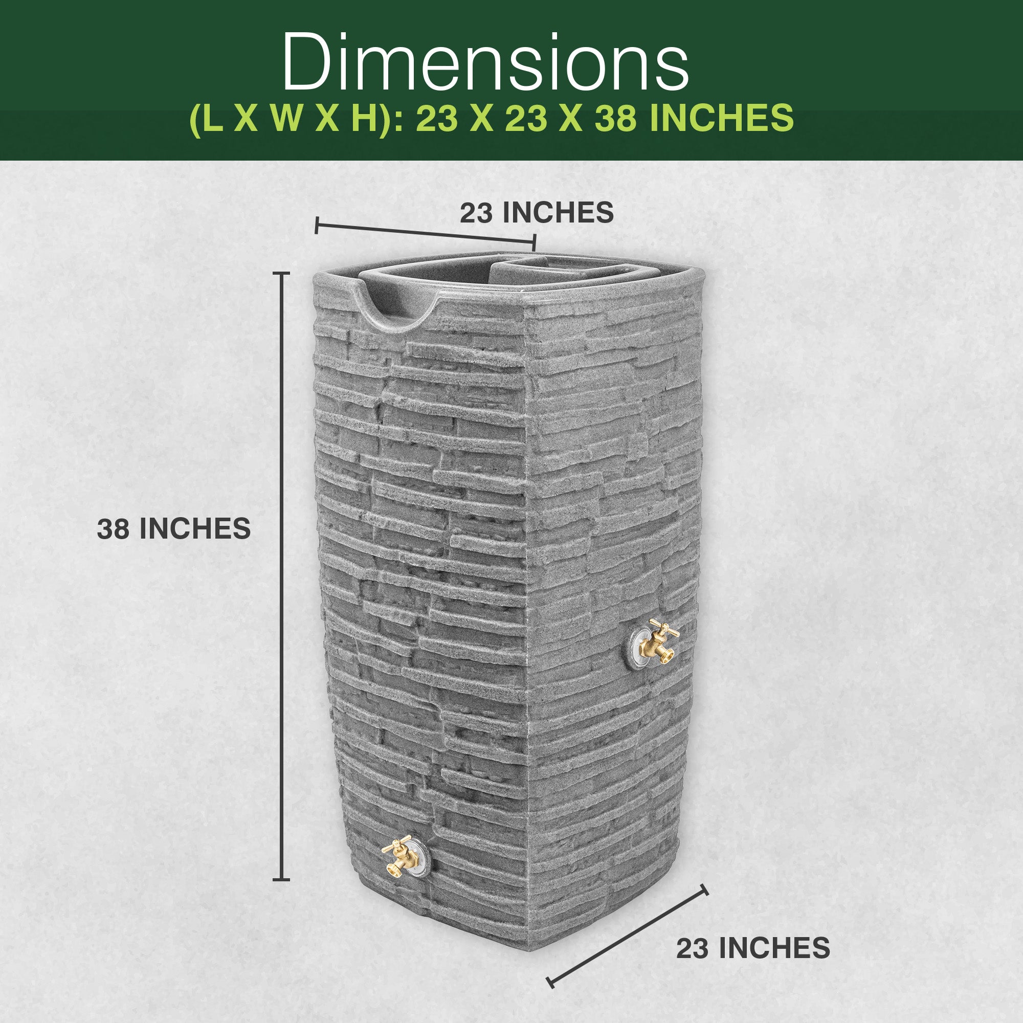 Good Ideas Impressions Riverwalk 50 Gallon Rain Barrel, Dark Granite & 50' Hose
