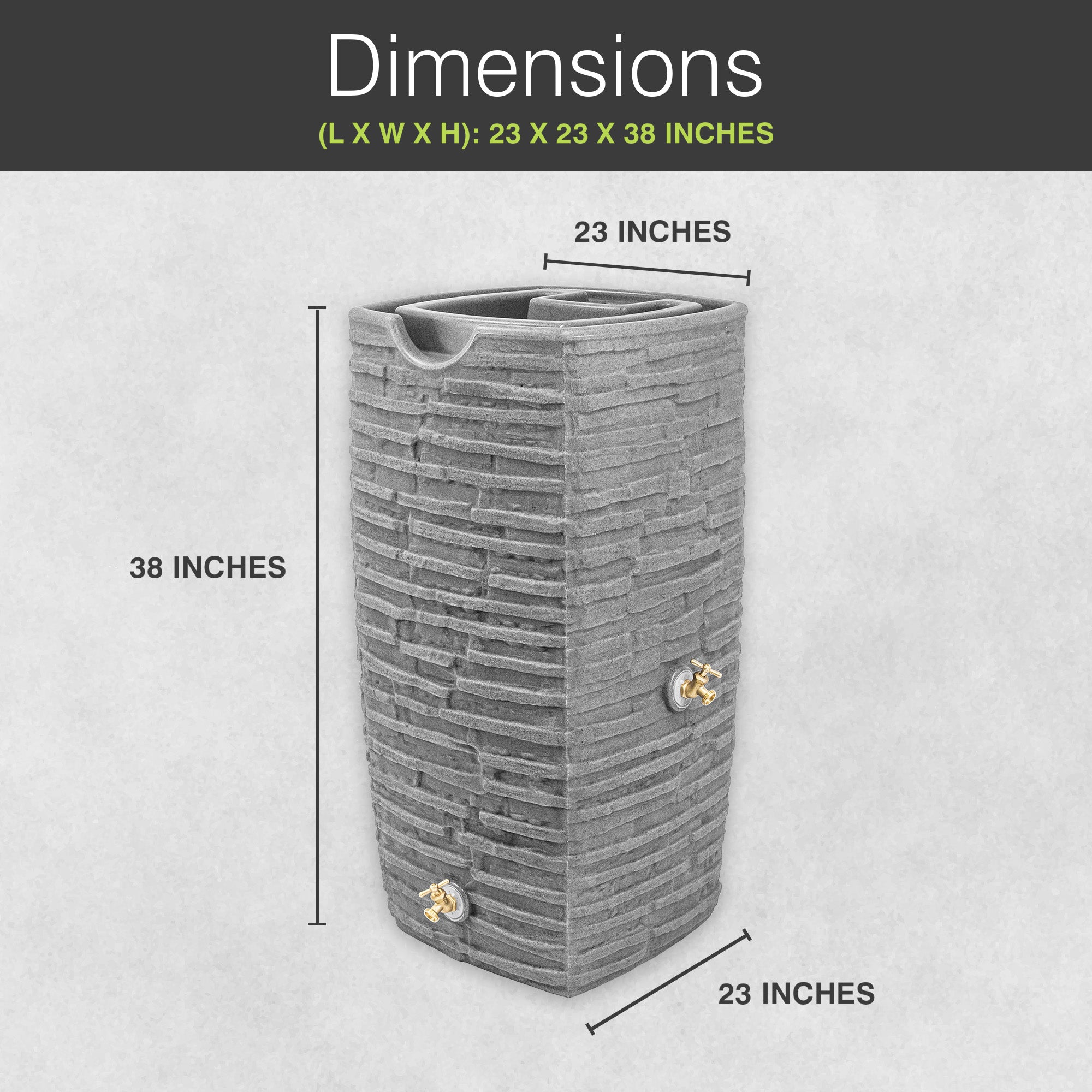 Good Ideas Impressions Riverwalk 50 Gallon Rain Barrel, Light Granite & 50' Hose