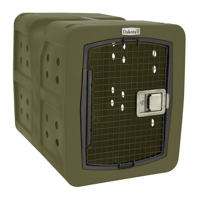 Dakota Medium Easy to Clean Dog Kennel w/ Handle & Latching Door, Olive (Used) - VMInnovations