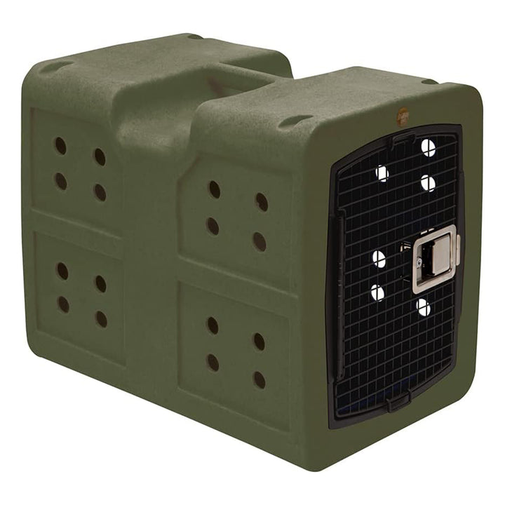 Dakota Medium Easy to Clean Dog Kennel w/ Handle & Latching Door, Olive (Used) - VMInnovations