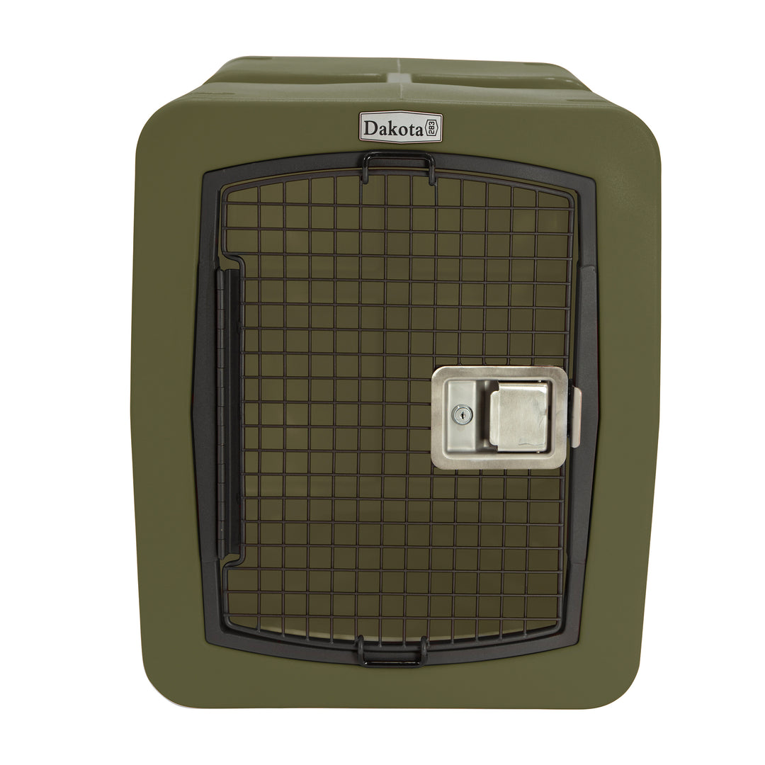 Dakota Medium Easy to Clean Kennel w/ Handle & Latching Door, Olive (Open Box) - VMInnovations
