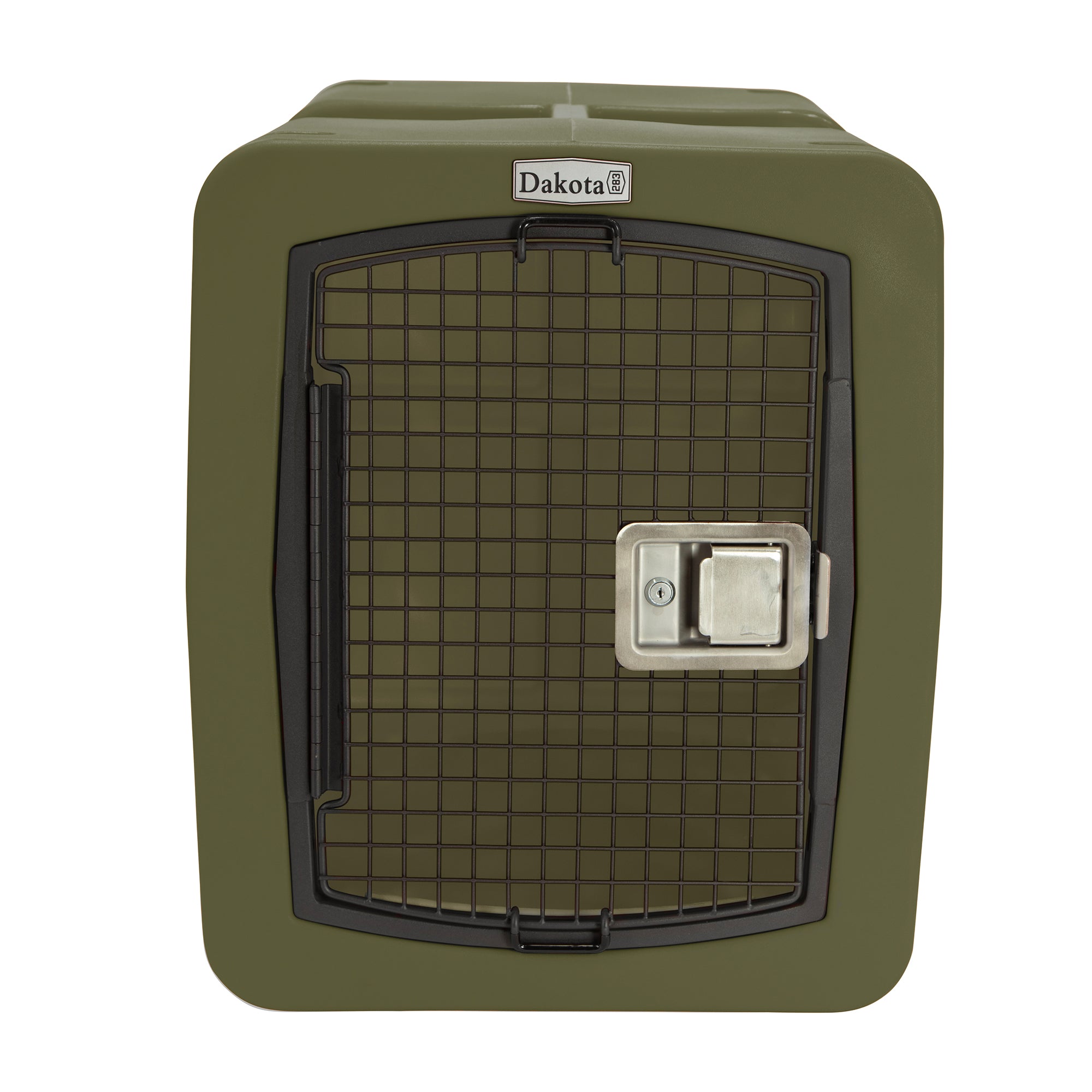 Dakota Medium Easy to Clean Dog Kennel w/ Handle & Latching Door, Olive (Used) - VMInnovations