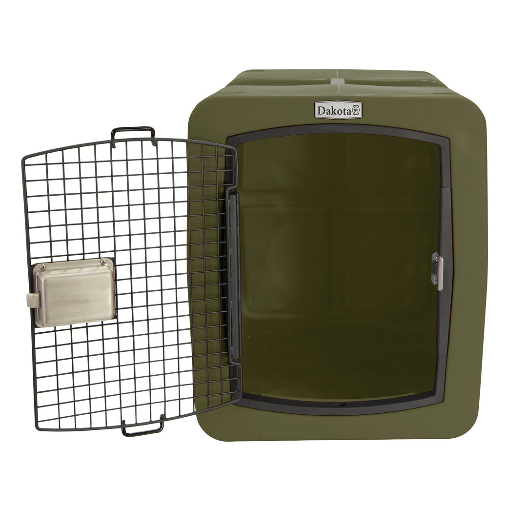 Dakota Medium Easy to Clean Dog Kennel w/ Handle & Latching Door, Olive (Used) - VMInnovations