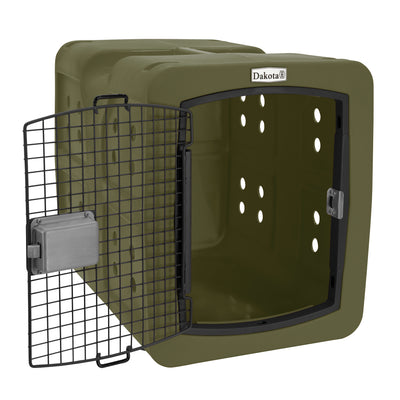 Dakota Medium Easy to Clean Dog Kennel w/ Handle & Latching Door, Olive (Used)