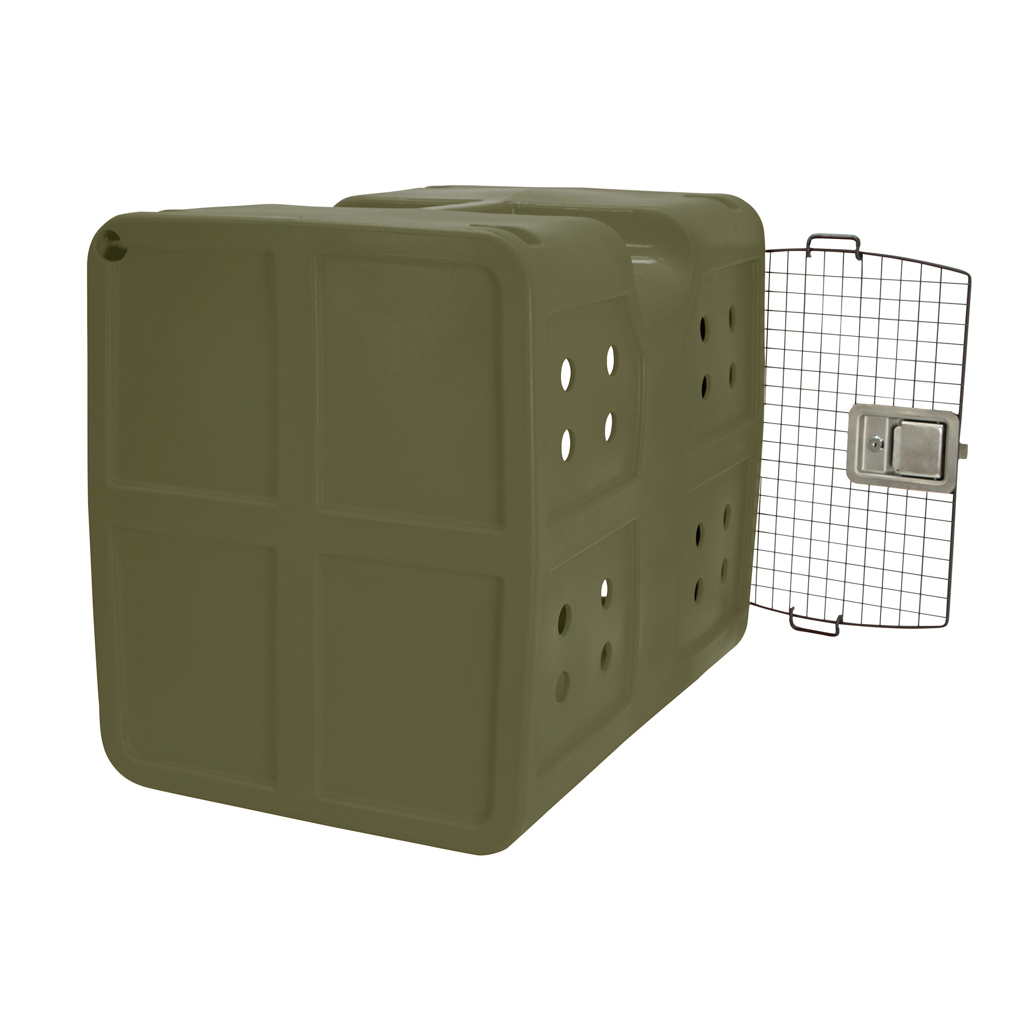 Dakota Medium Easy to Clean Dog Kennel w/ Handle & Latching Door, Olive (Used) - VMInnovations