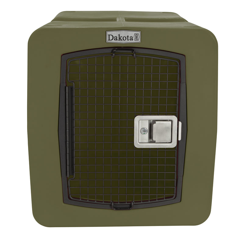 Dakota  Large Easy to Clean Kennel w/ Handle & Latching Door, Olive (Open Box)