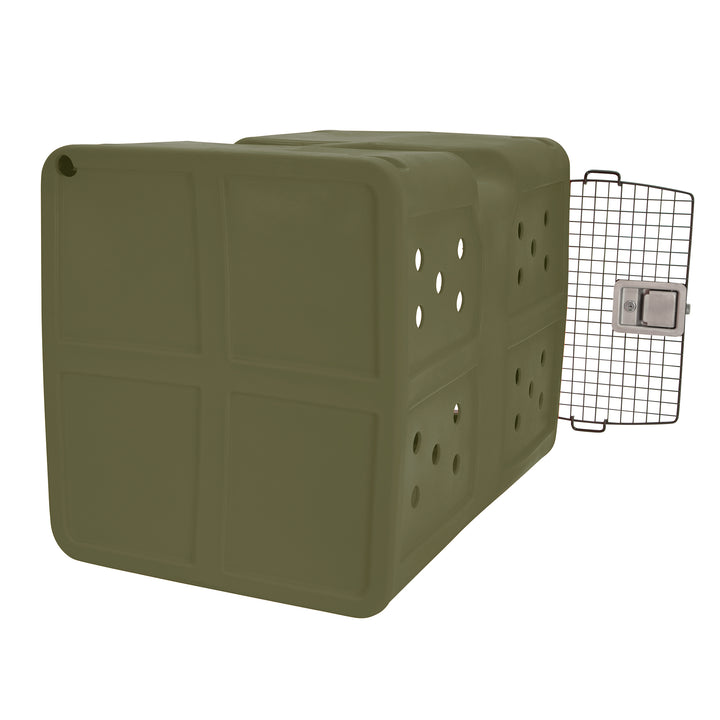 Dakota  Large Easy to Clean Kennel w/ Handle & Latching Door, Olive (Open Box) - VMInnovations