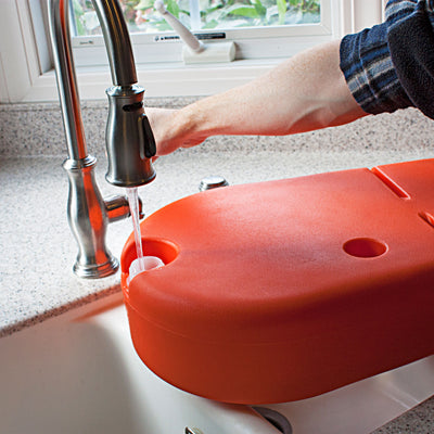 Dakota 283 Dine N Dash Large Pets Feeding and Watering System with Lid, Orange - VMInnovations