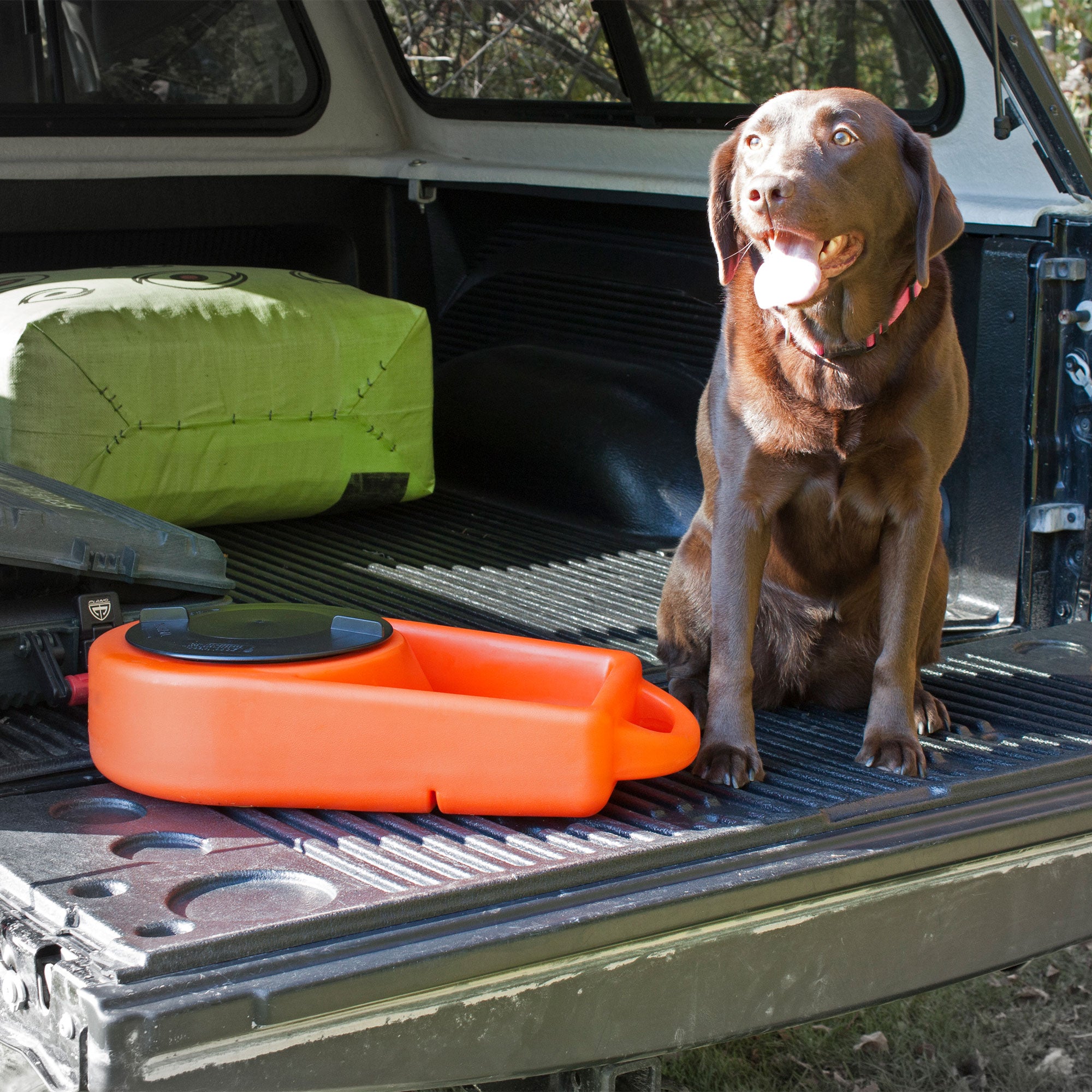 Dakota 283 Dine N Dash Large Pets Feeding and Watering System with Lid, Orange - VMInnovations