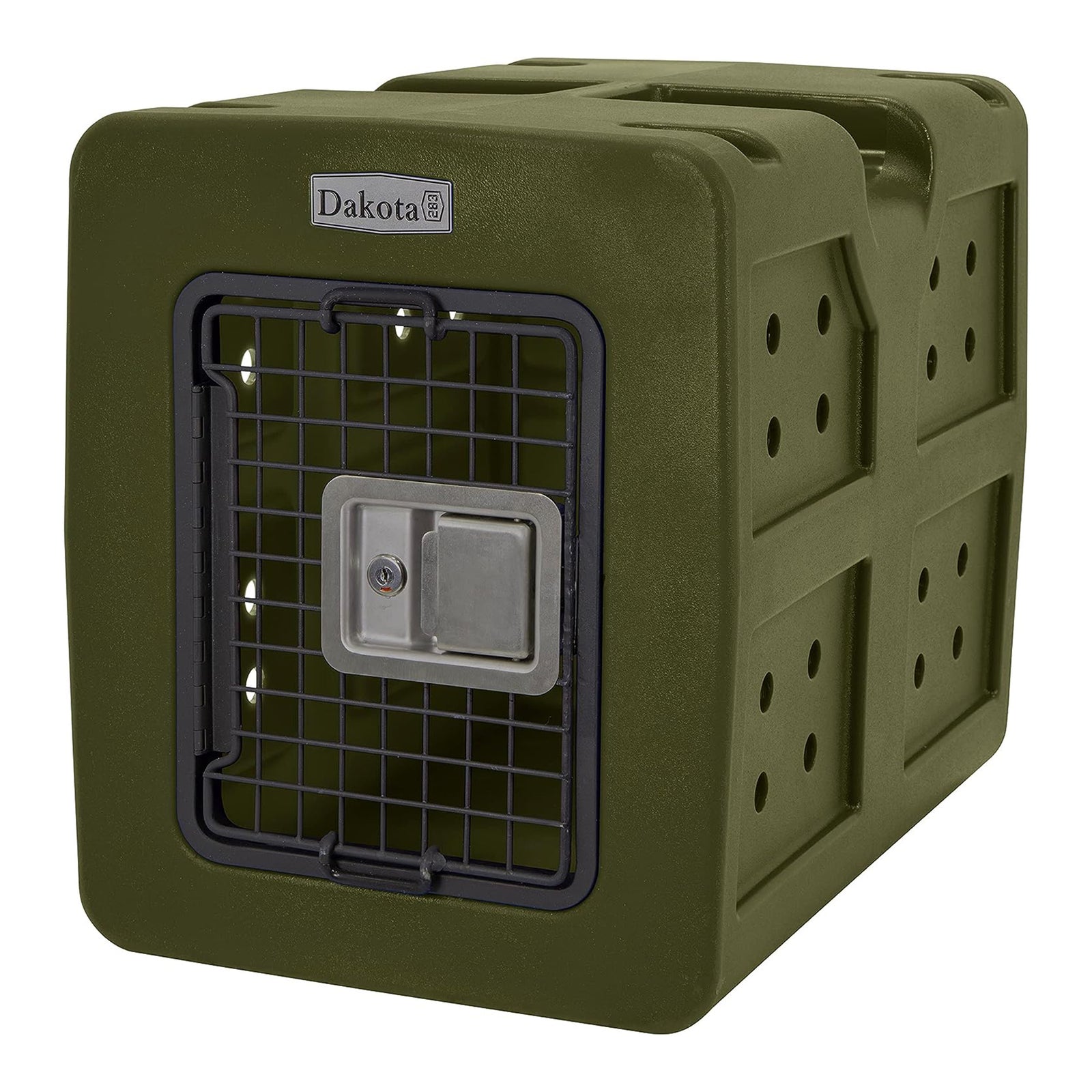 Dakota 283 G3 Small Easy To Clean Dog Kennel w/ Handle & Latching Door, Olive - VMInnovations
