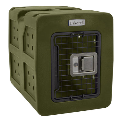 Dakota G3 Small Easy To Clean Dog Kennel w/ Handle & Latching Door, Olive (Used) - VMInnovations