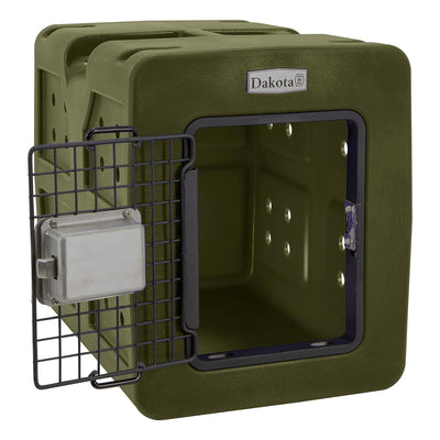 Dakota G3 Small Easy To Clean Dog Kennel w/ Handle & Latching Door, Olive (Used) - VMInnovations