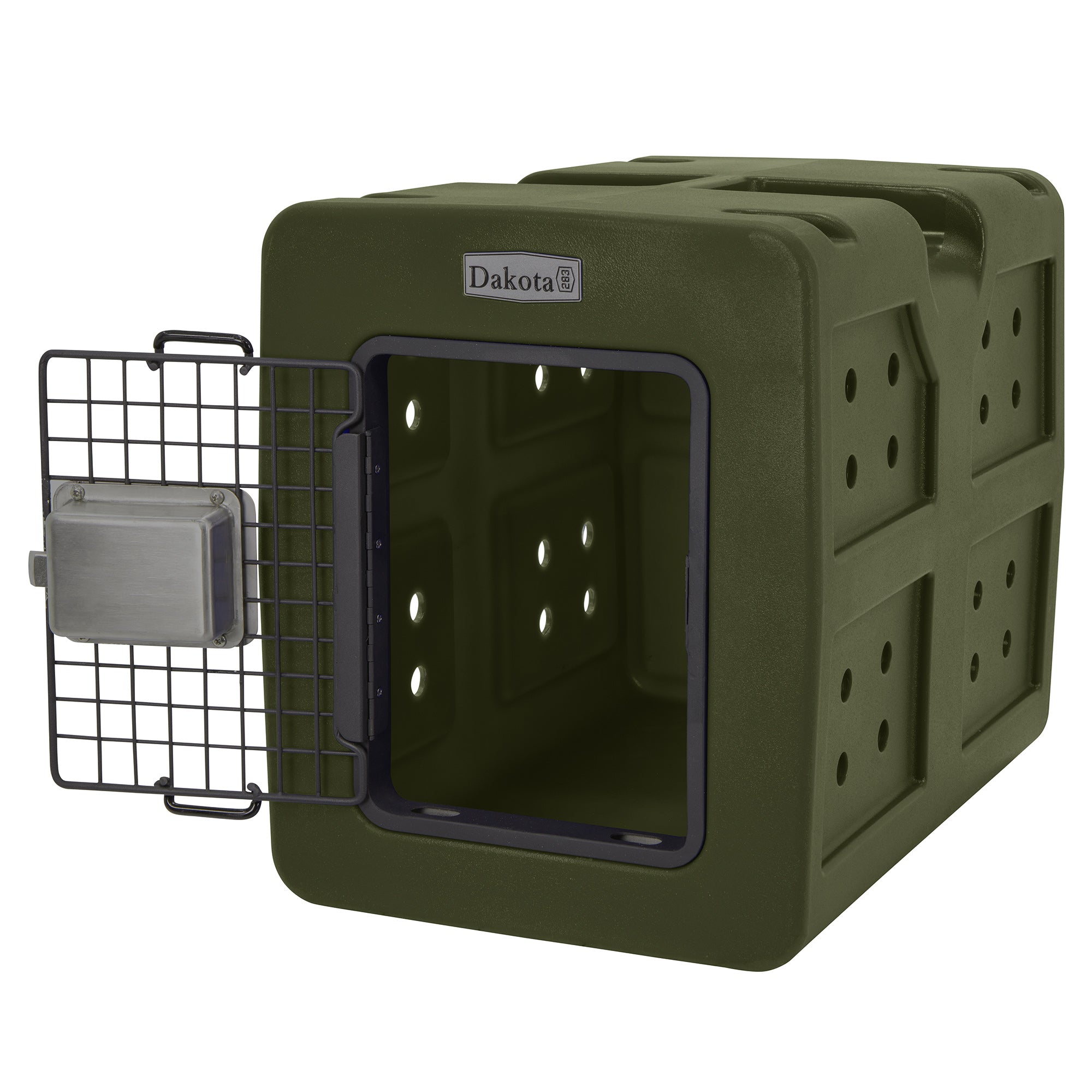 Dakota G3 Small Easy To Clean Dog Kennel w/ Handle & Latching Door, Olive (Used) - VMInnovations