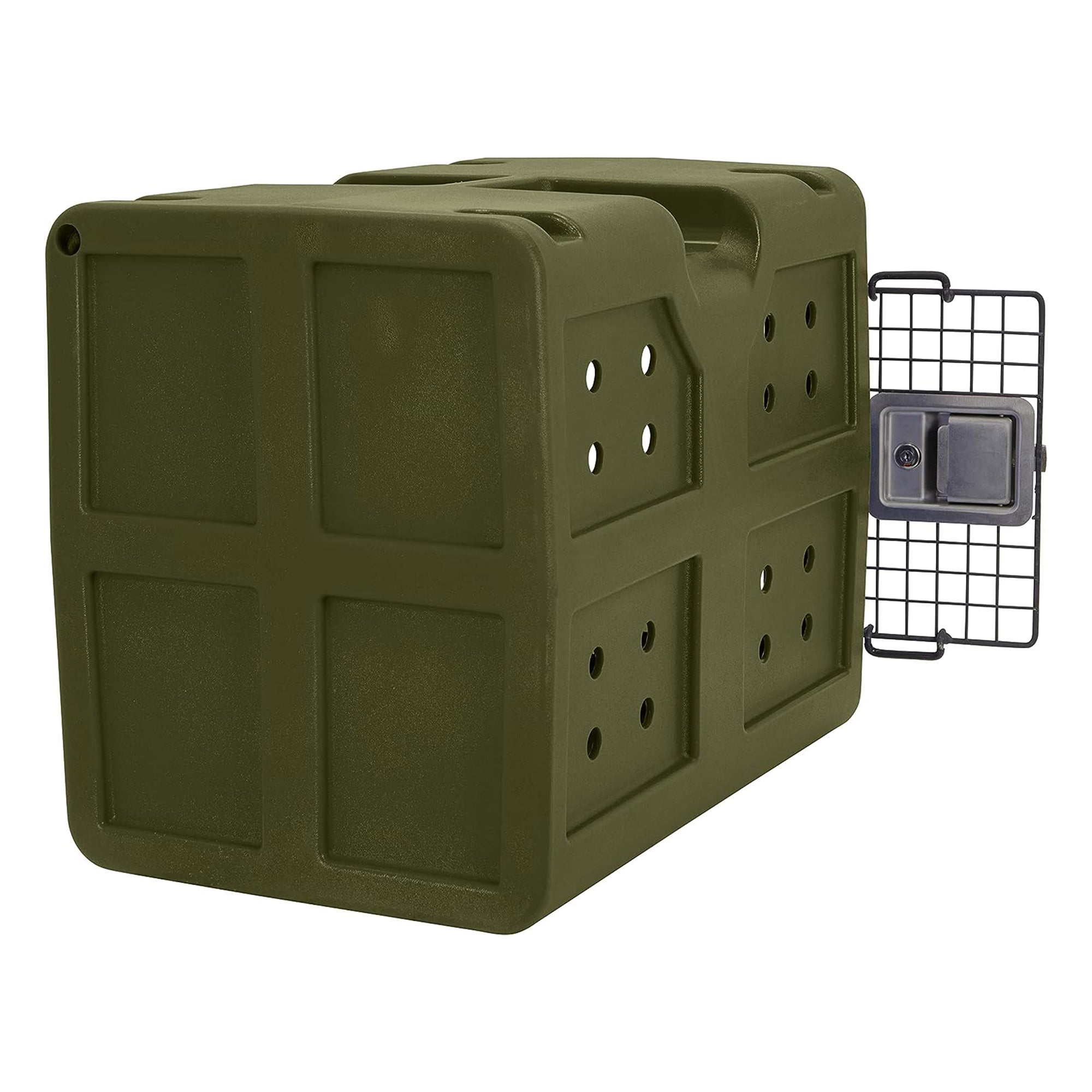 Dakota G3 Small Easy To Clean Dog Kennel w/ Handle & Latching Door, Olive (Used) - VMInnovations