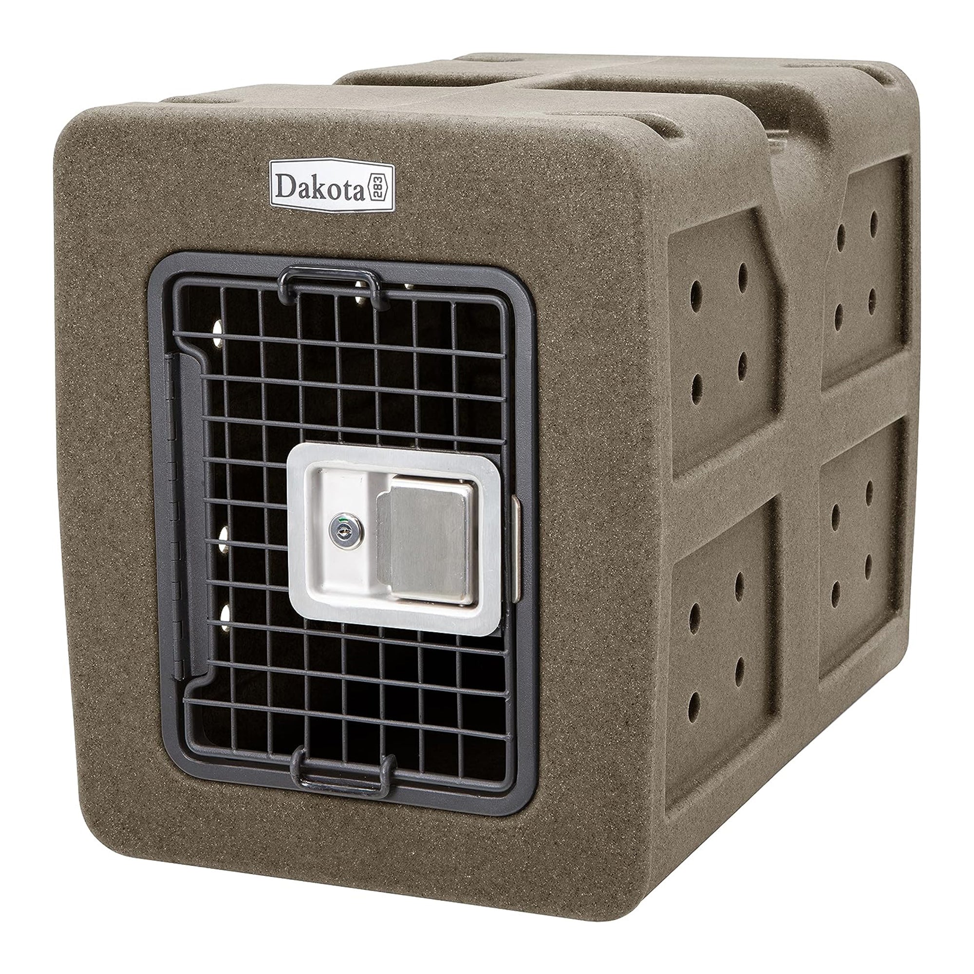 Dakota Easy To Clean Kennel w/ Handle & Latching Door, Coyote Granite (Open Box) - VMInnovations