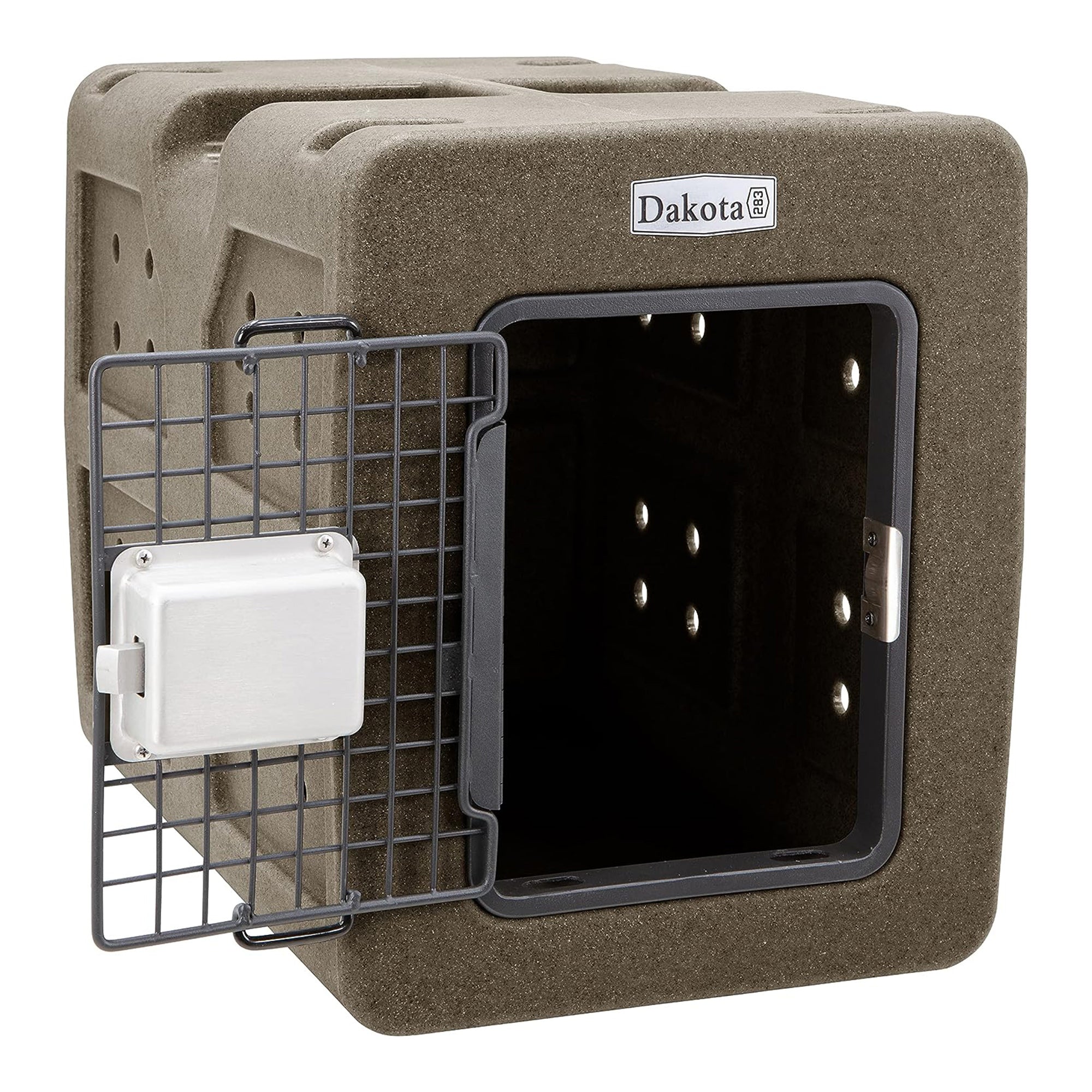 Dakota Easy To Clean Kennel w/ Handle & Latching Door, Coyote Granite (Open Box) - VMInnovations