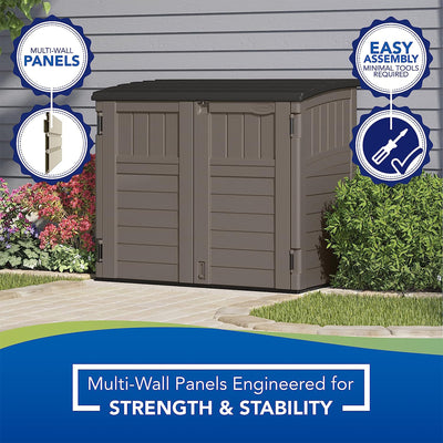 Suncast Horizontal 4 Foot x 2.5 Foot Outdoor/Garden Storage Shed, Stoney Grey - VMInnovations