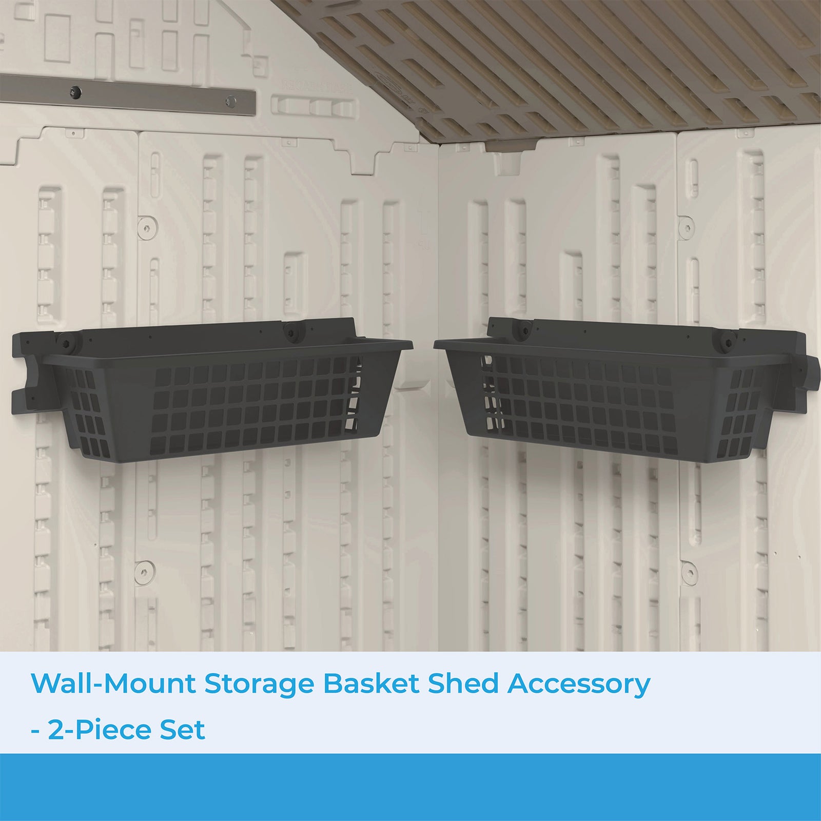 Suncast 25 x 7.25 Inch Basket Accessory for Outdoor Shed, Black ( 2-Pack) - VMInnovations