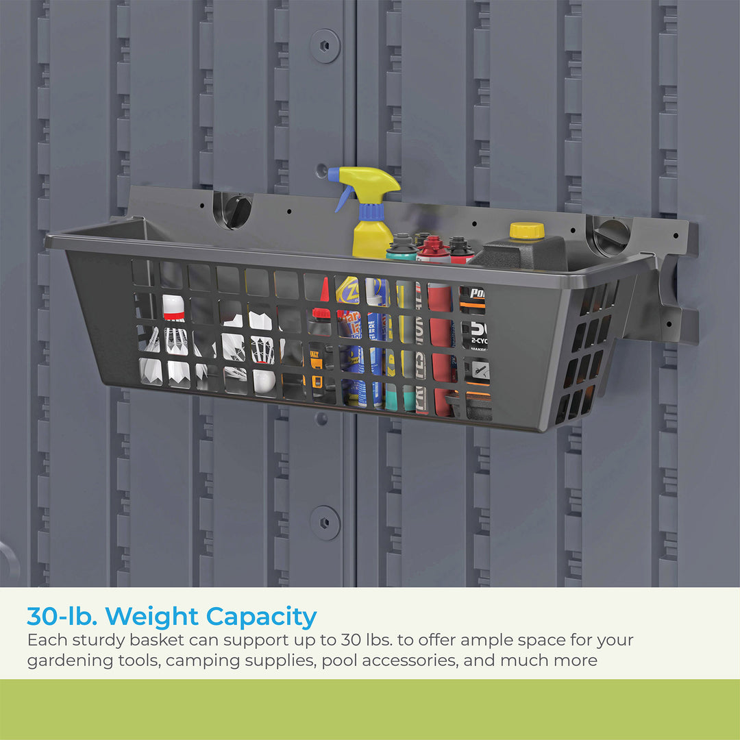 Suncast 12 Pack 25 x 7.25 Inch Resin Basket Accessory for Outdoor Shed, Black