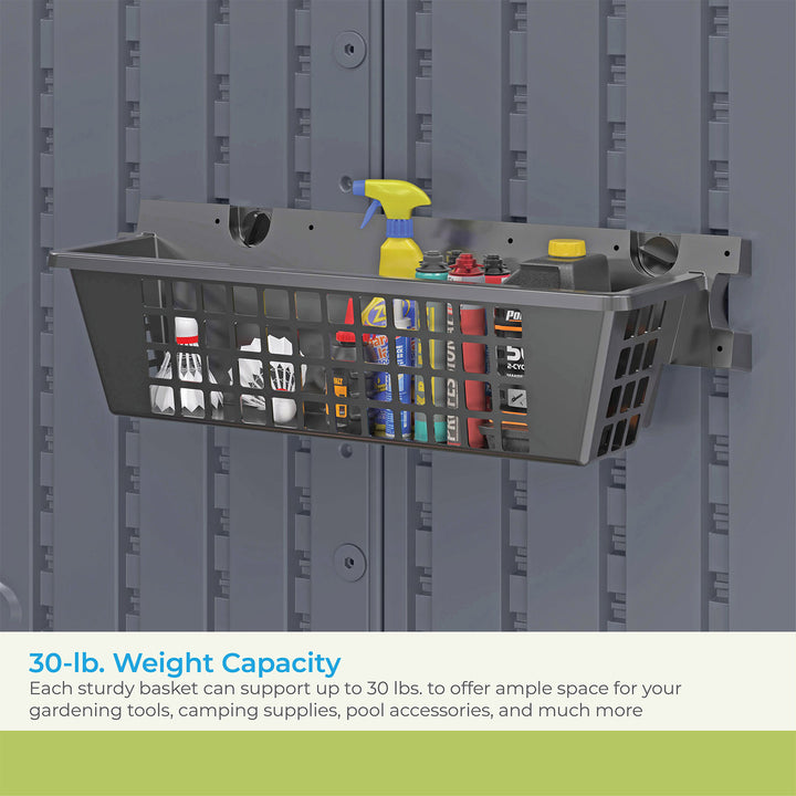 Suncast 12 Pack 25 x 7.25 Inch Resin Basket Accessory for Outdoor Shed, Black