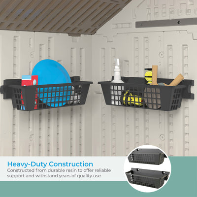 Suncast BMS2500 Horizontal Outdoor Storage Shed, 2 Pack BMSBSKT2PK Basket, Black