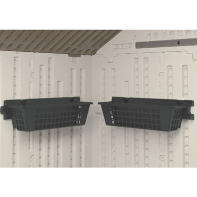 Suncast 25 x 7.25 Inch Basket Accessory for Outdoor Shed, Black ( 2-Pack)
